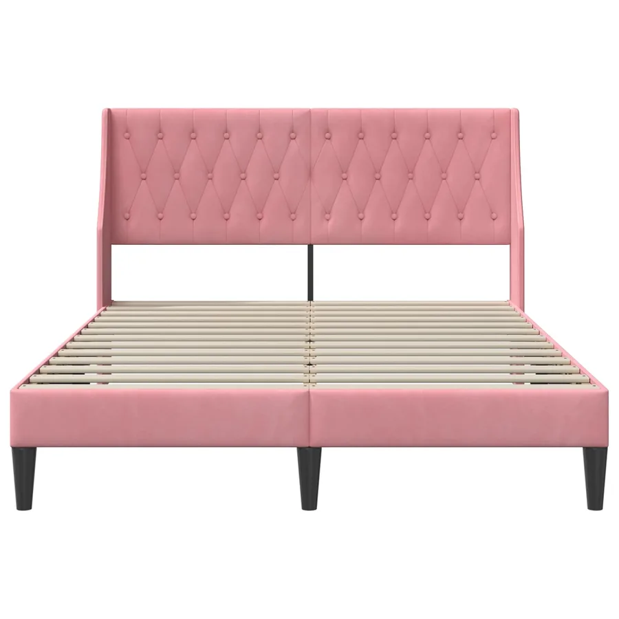 Cadre de lit avec tête de lit Rose 120 x 190 cm Velours - 4