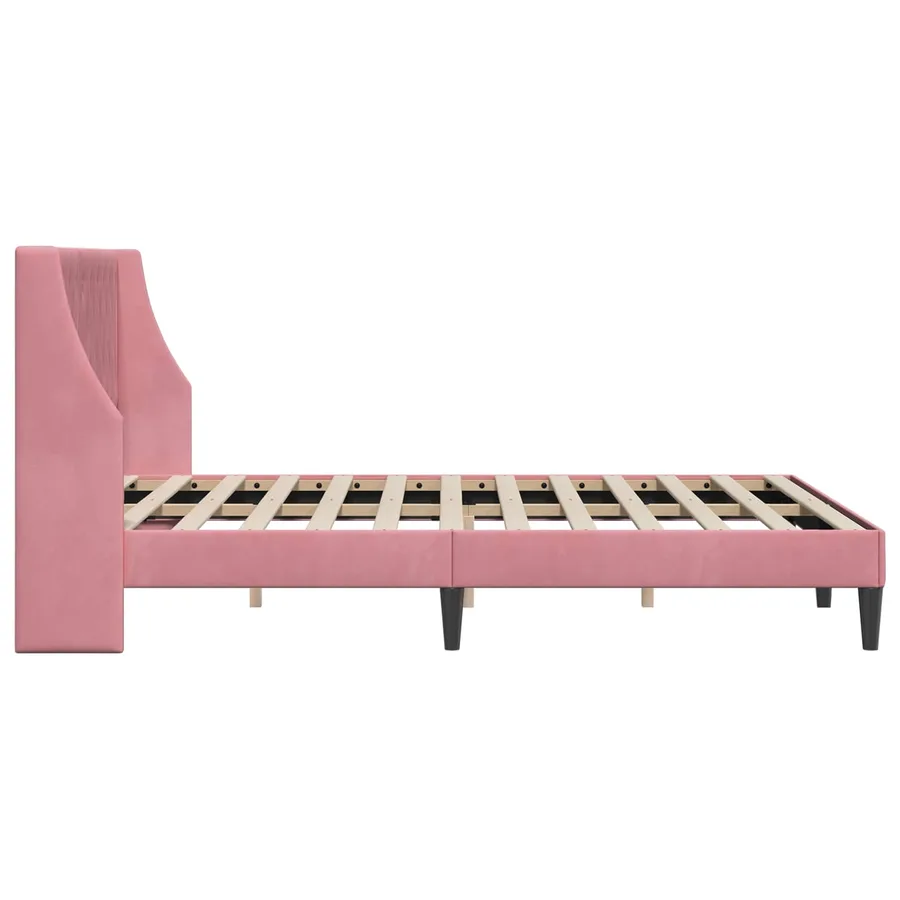 Cadre de lit avec tête de lit Rose 120 x 190 cm Velours - 5