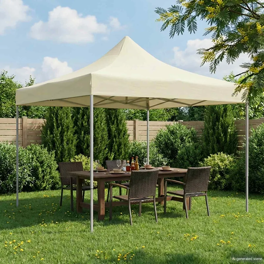 Tente de fête Crème 291 x 291 x 315 cm Tissu Oxford