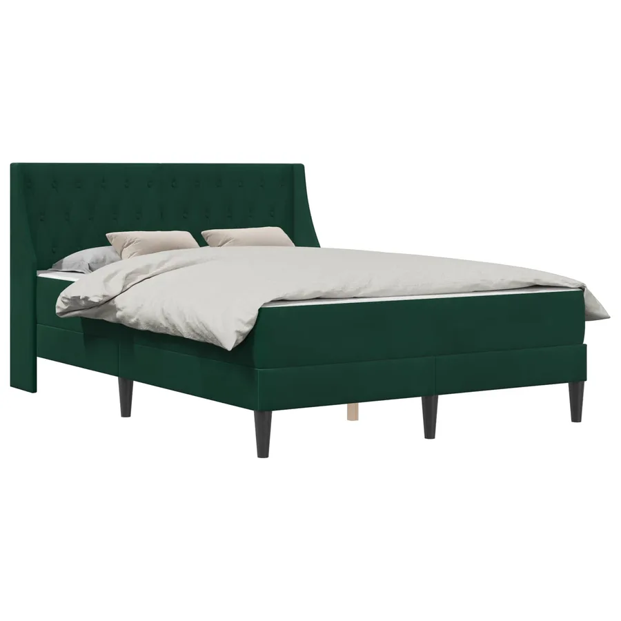 Cadre de lit avec matelas Vert foncé 120 x 190 cm Velours - 2
