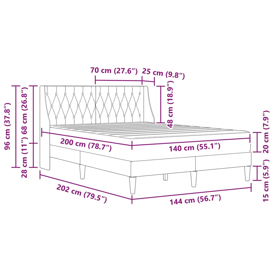 Cadre de lit avec matelas Gris clair 140 x 200 cm Velours - 11
