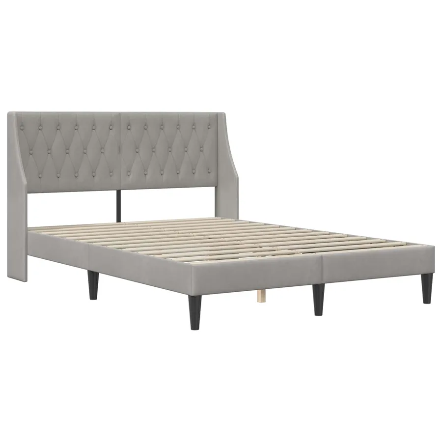 Cadre de lit avec matelas Gris clair 140 x 200 cm Velours - 4