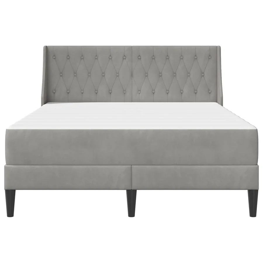 Cadre de lit avec matelas Gris clair 140 x 200 cm Velours - 6