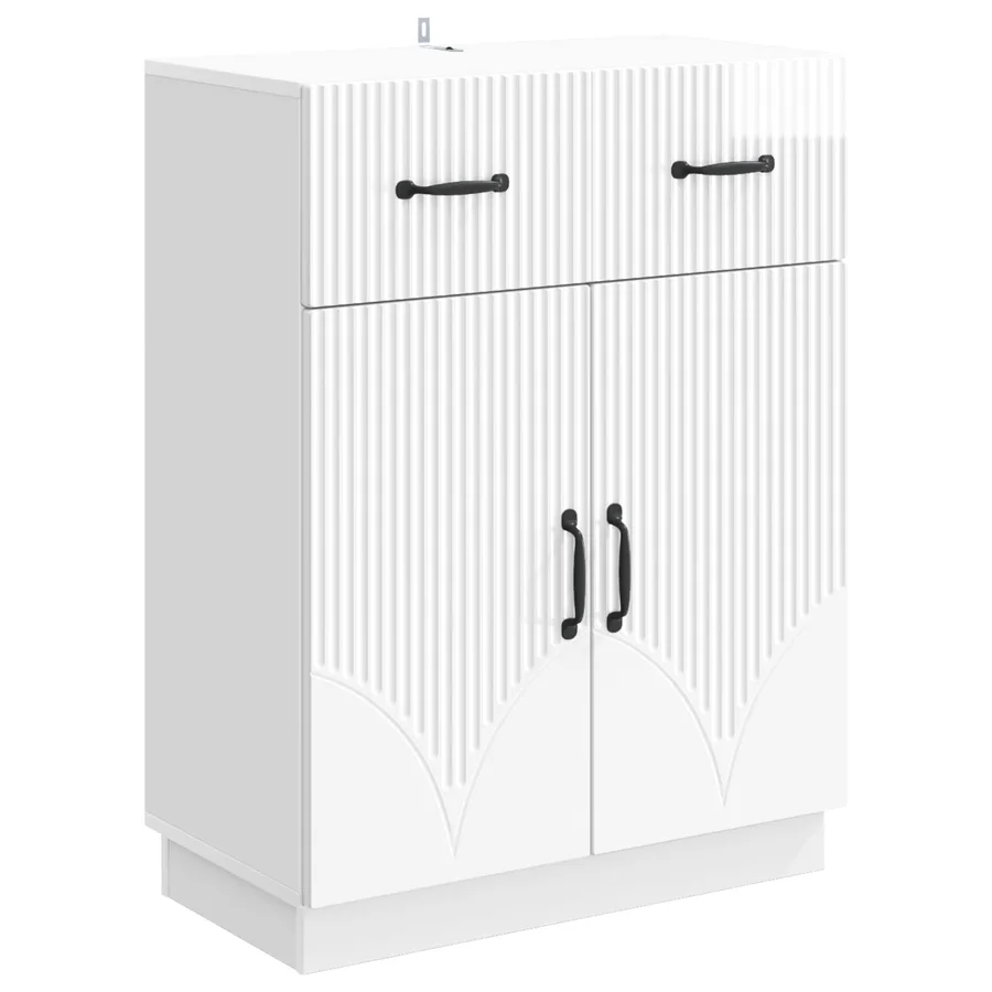 Buffet Blanc brillant 66 x 34,5 x 87 cm Bois d'ingénierie - 2