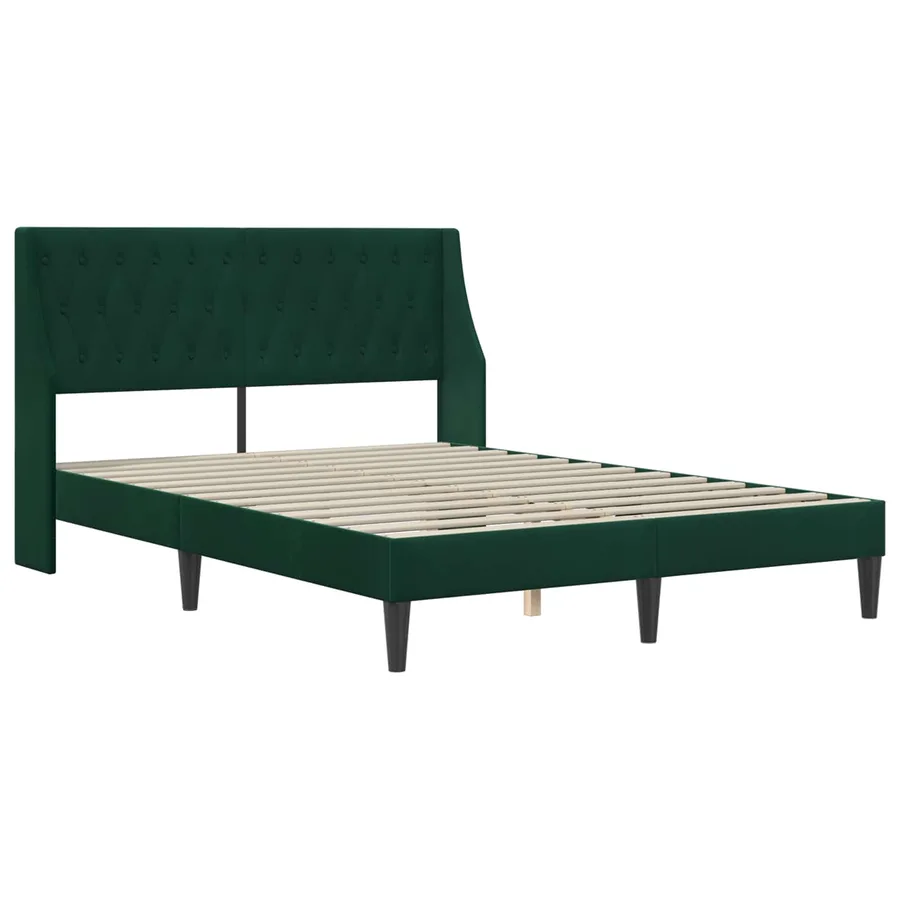 Cadre de lit avec matelas Vert foncé 140 x 200 cm Velours - 4