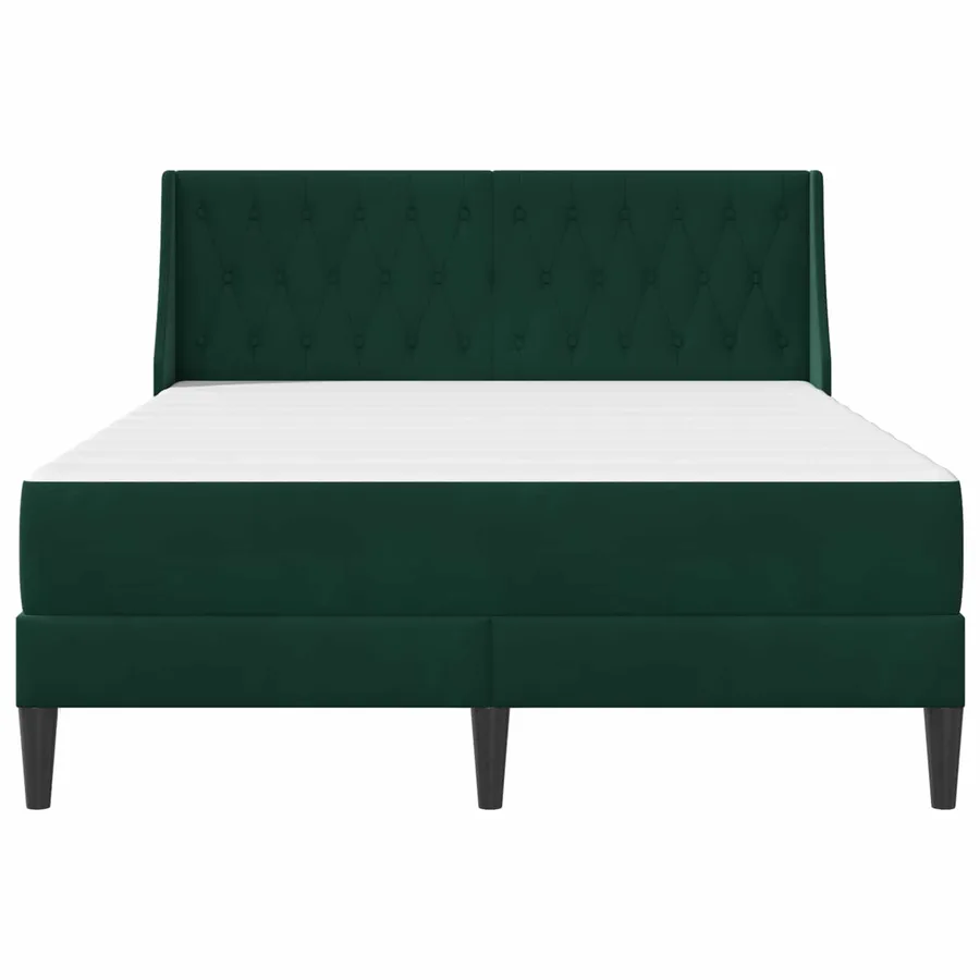Cadre de lit avec matelas Vert foncé 140 x 200 cm Velours - 6