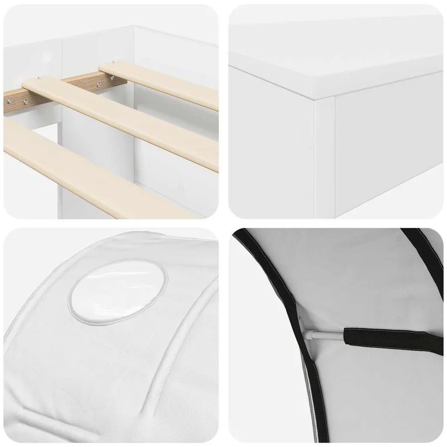 Lit avec Tunnel 3 pc Chêne Artisanal et Blanc Bois d'ingénierie - 9