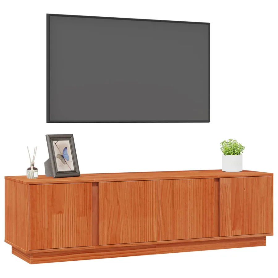 Meuble TV Brun Ciré 140 x 40 x 40 cm Pin massif - 3
