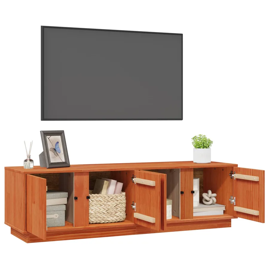 Meuble TV Brun Ciré 140 x 40 x 40 cm Pin massif - 4