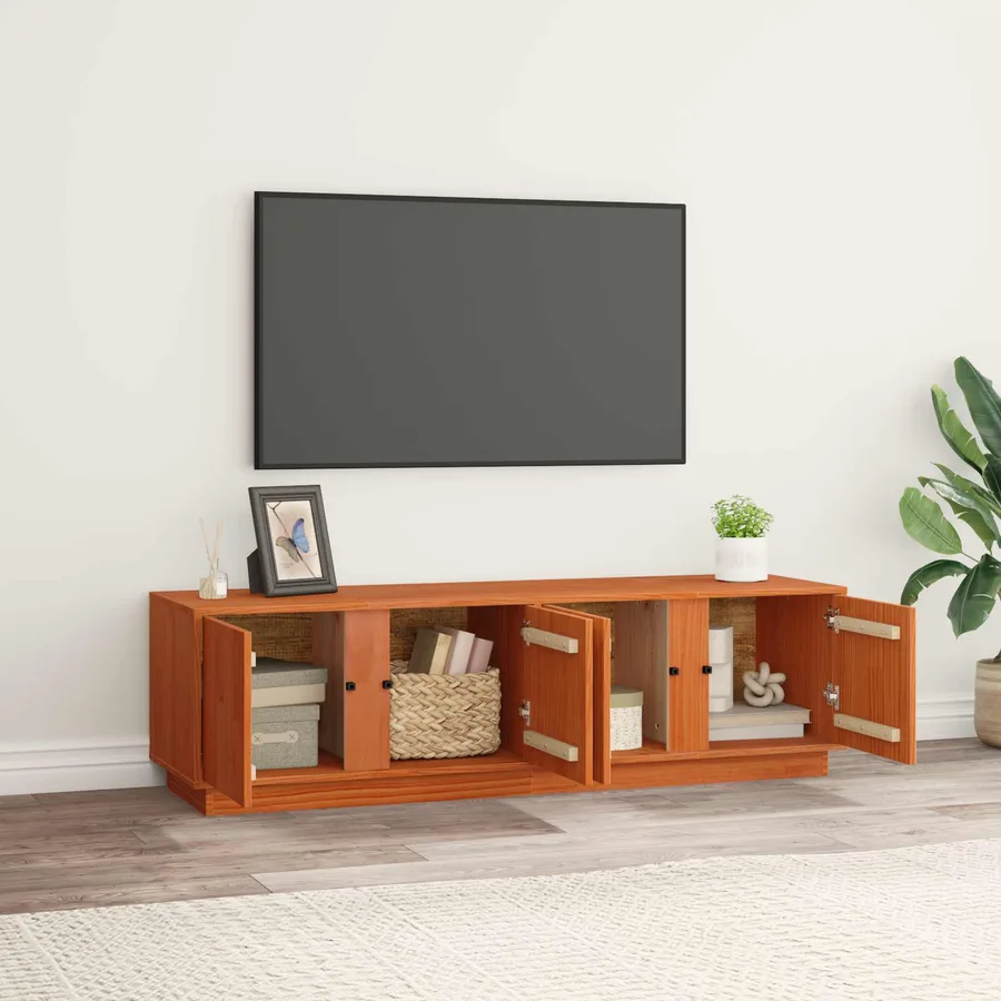 Meuble TV Brun Ciré 140 x 40 x 40 cm Pin massif - 5