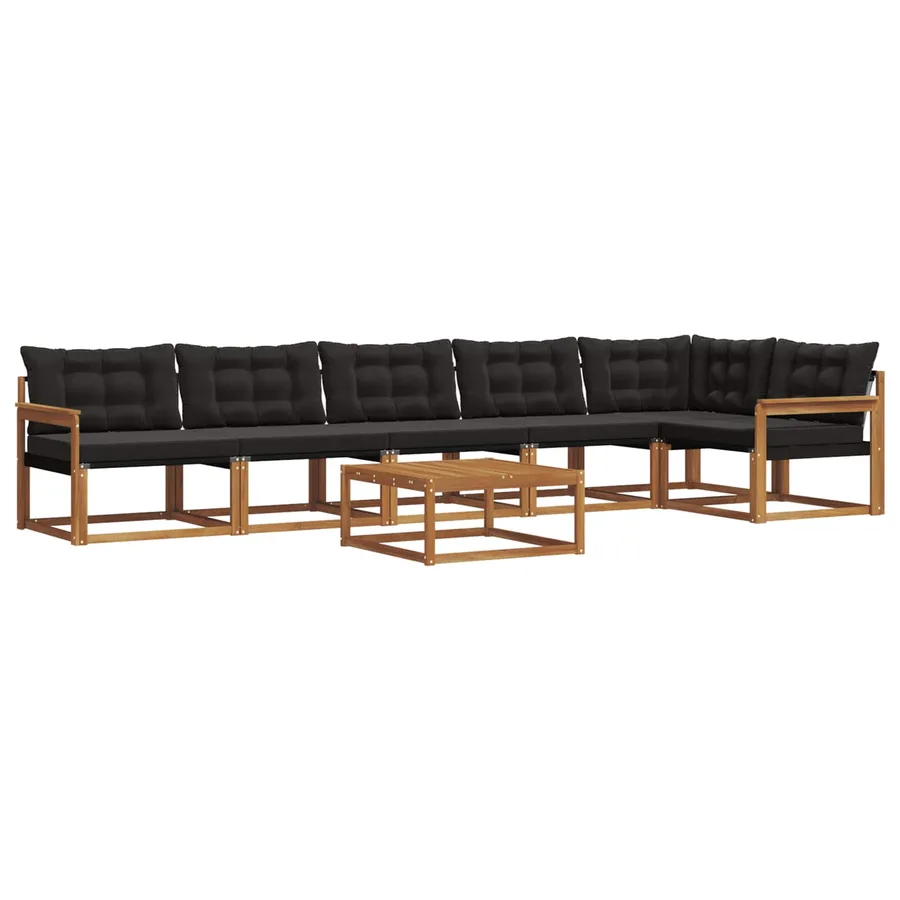 Ensemble de canapés d'extérieur 7 pcs Naturel et Noir - 2