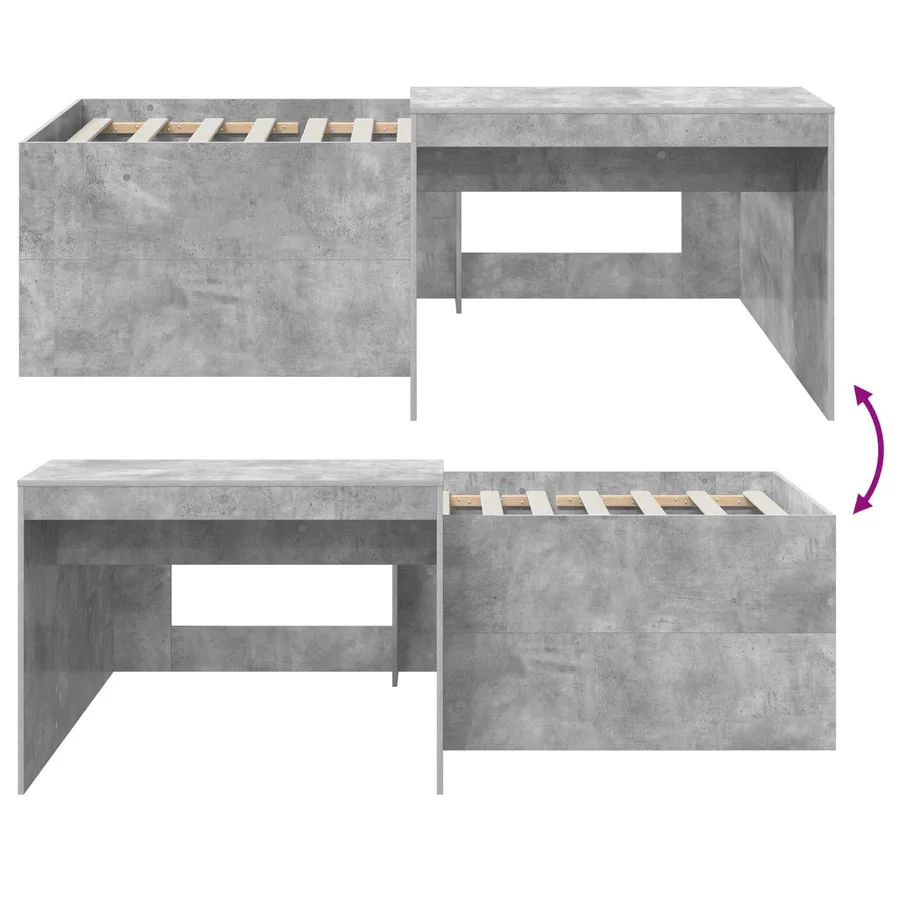 Lit haut pour enfants avec bureau Gris béton 90 x 200 cm - 8
