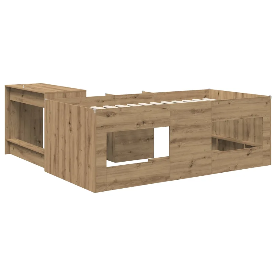 Cadre de Lit avec Bureau 2 pc Chêne artisanal Bois d'ingénierie - 5