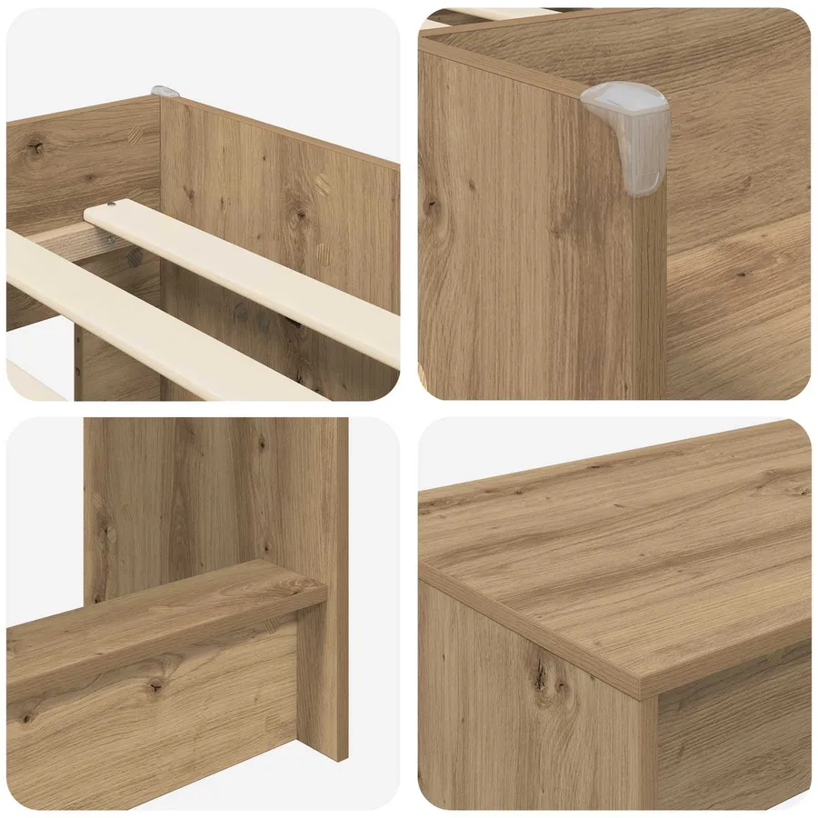 Cadre de Lit avec Bureau 2 pc Chêne artisanal Bois d'ingénierie - 6