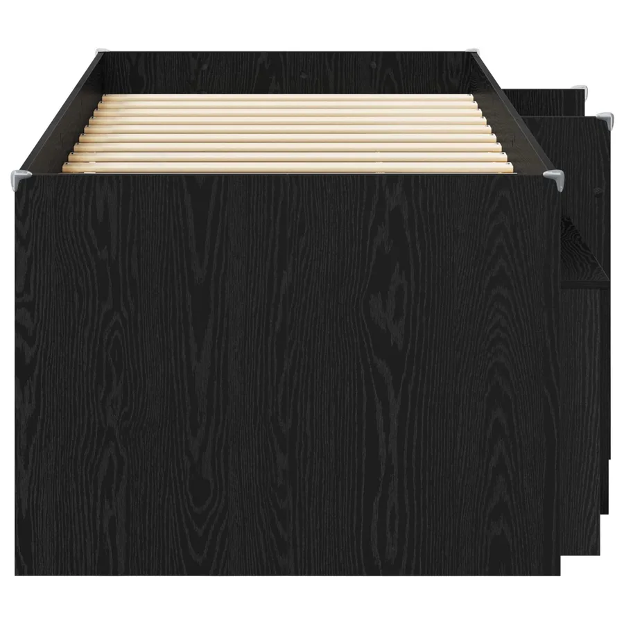 Cadre de lit en loft avec armoire 3 pcs Noir Bois d'ingénierie - 4