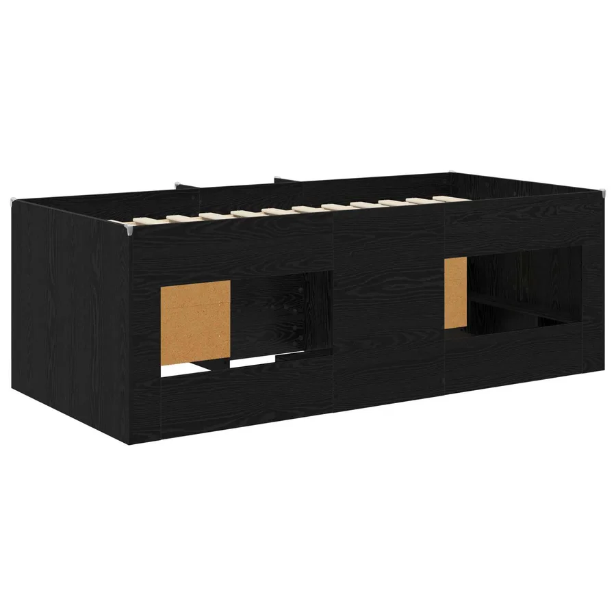 Cadre de lit en loft avec armoire 3 pcs Noir Bois d'ingénierie - 5
