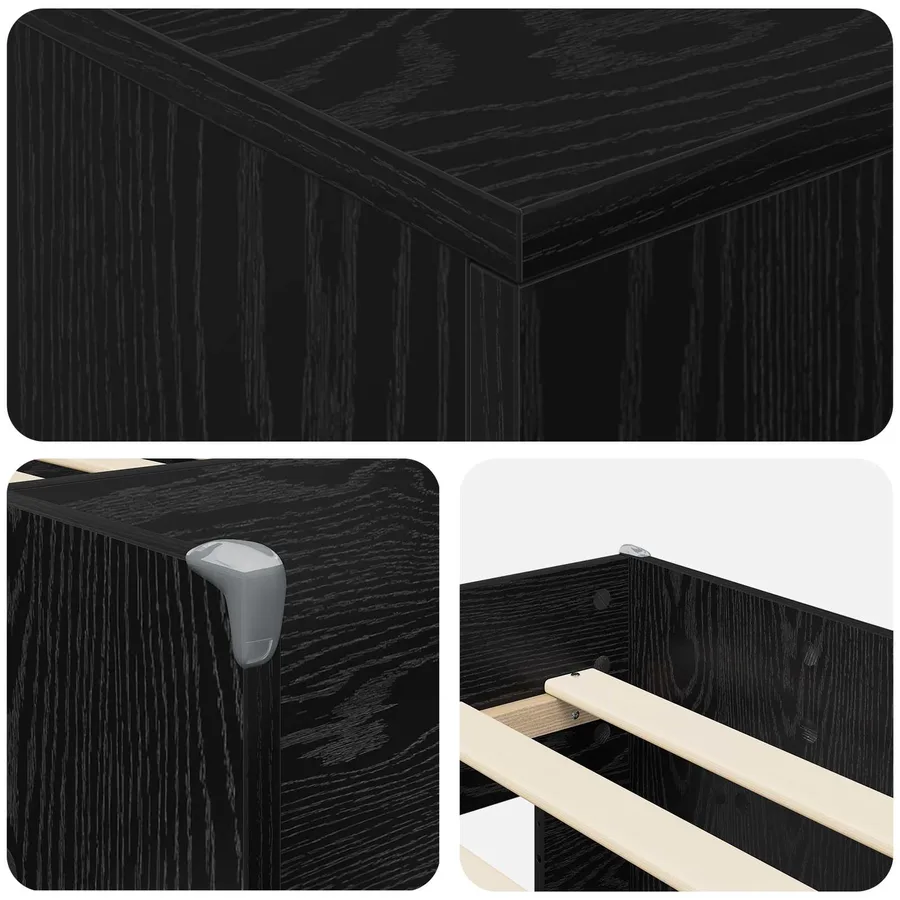 Cadre de lit en loft avec armoire 3 pcs Noir Bois d'ingénierie - 6