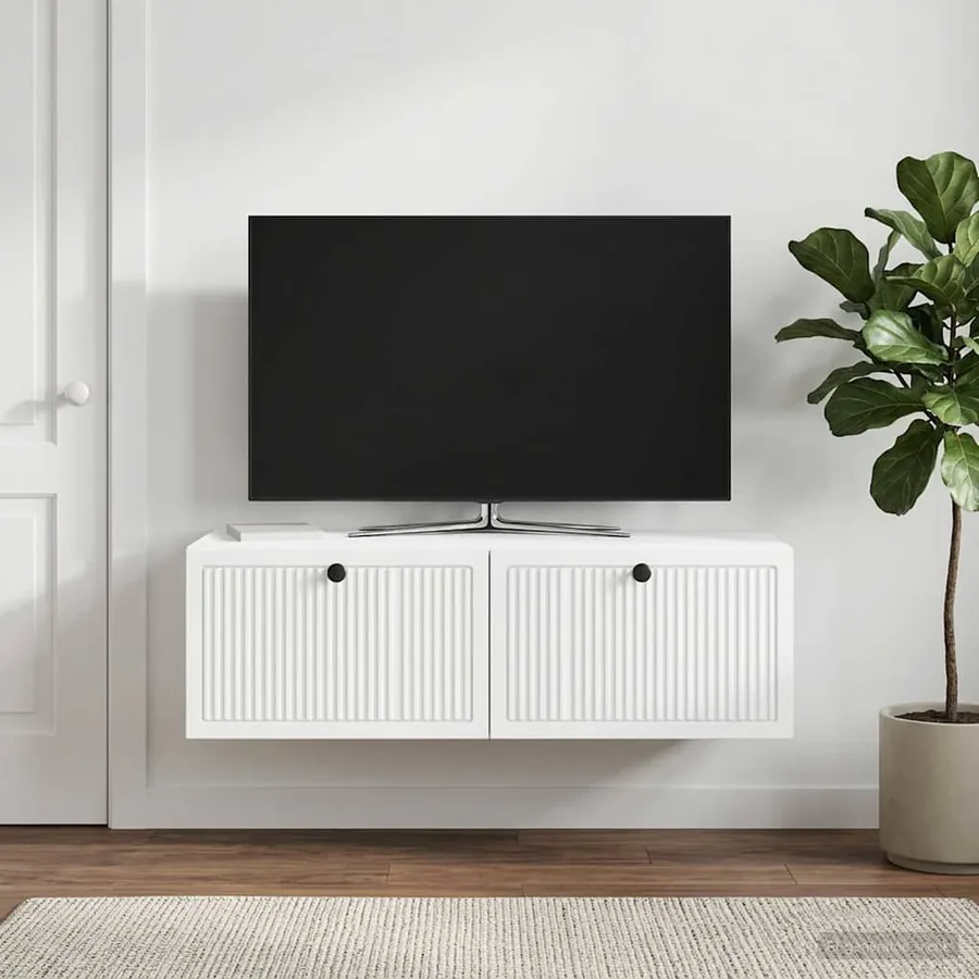 Meuble TV mural Blanc 98 x 41 x 30 cm Bois d'ingénierie