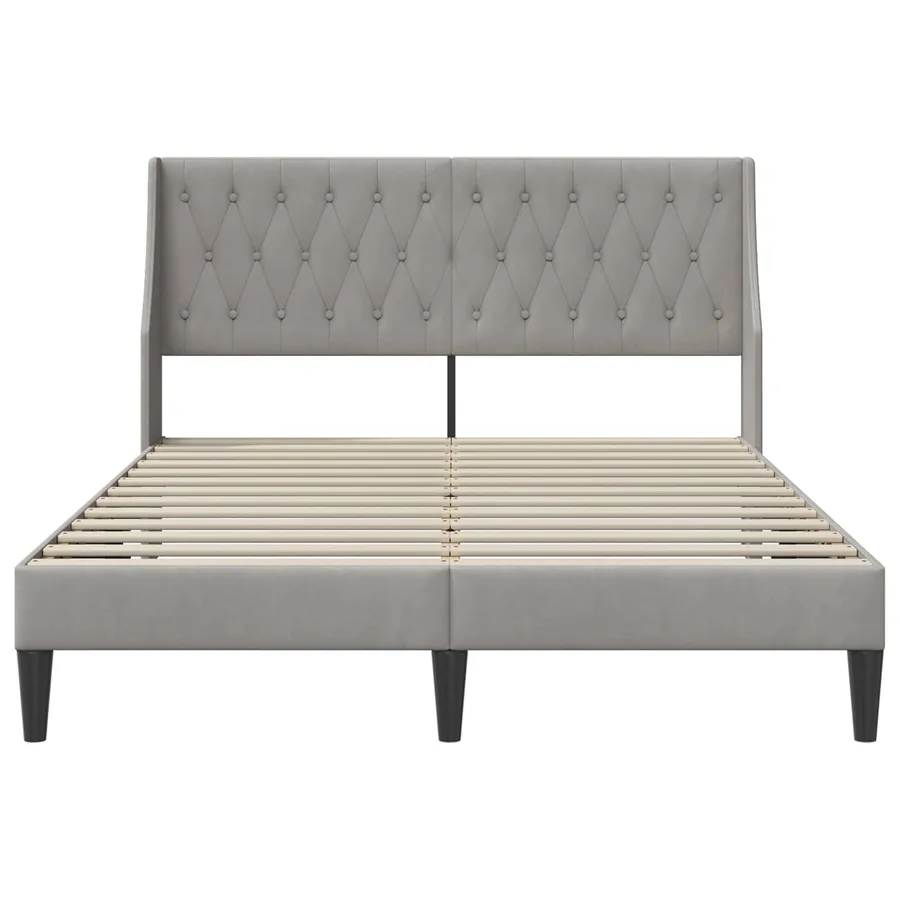 Cadre de lit avec tête de lit Gris clair 160 x 200 cm Velours - 4