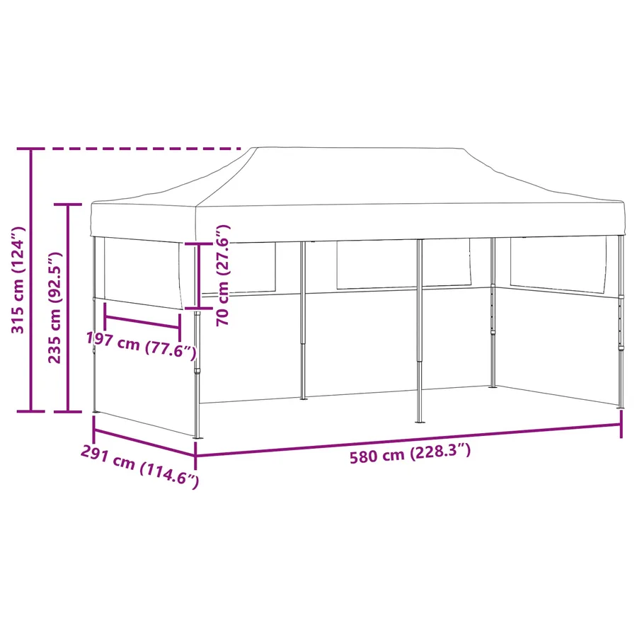 Tente de fête Anthracite 291 x 580 x 315 cm Tissu Oxford - 14