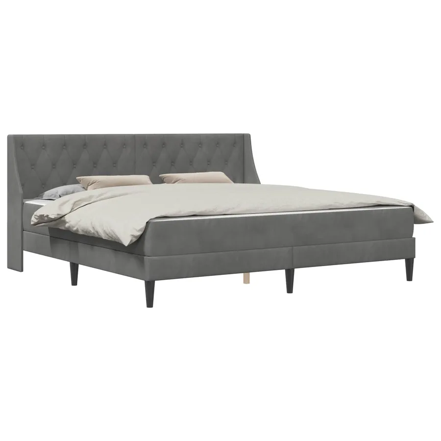 Cadre de lit avec matelas Gris foncé 200 x 200 cm Velours - 2