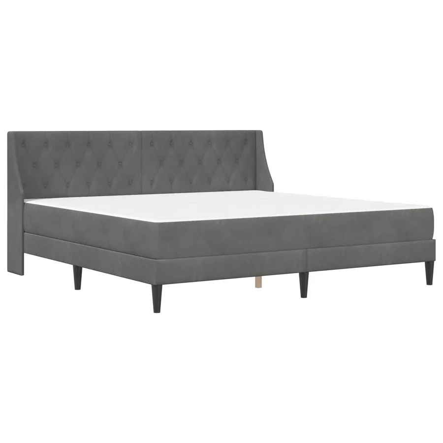 Cadre de lit avec matelas Gris foncé 200 x 200 cm Velours - 3