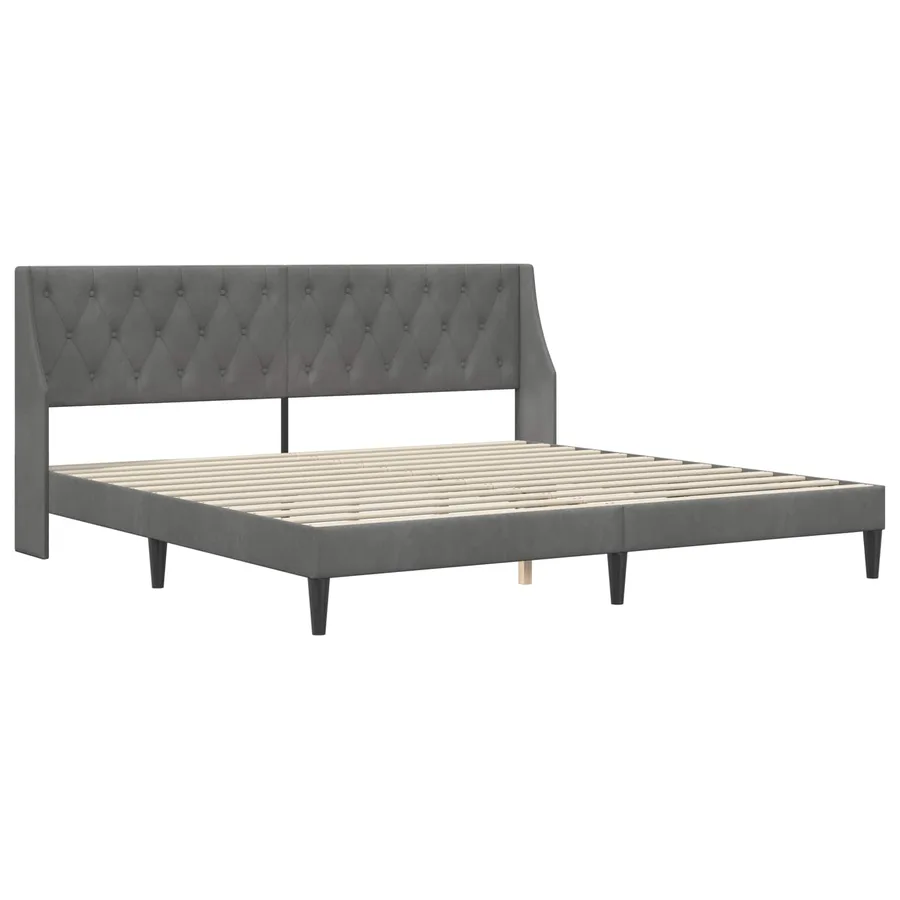 Cadre de lit avec matelas Gris foncé 200 x 200 cm Velours - 4