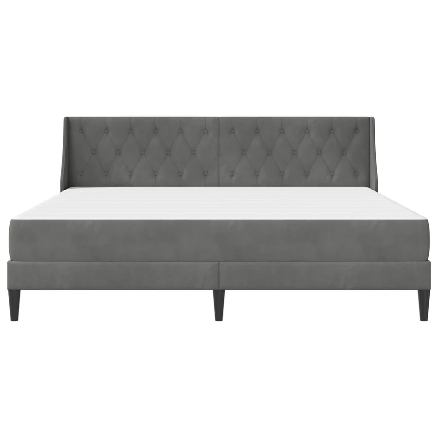 Cadre de lit avec matelas Gris foncé 200 x 200 cm Velours - 6