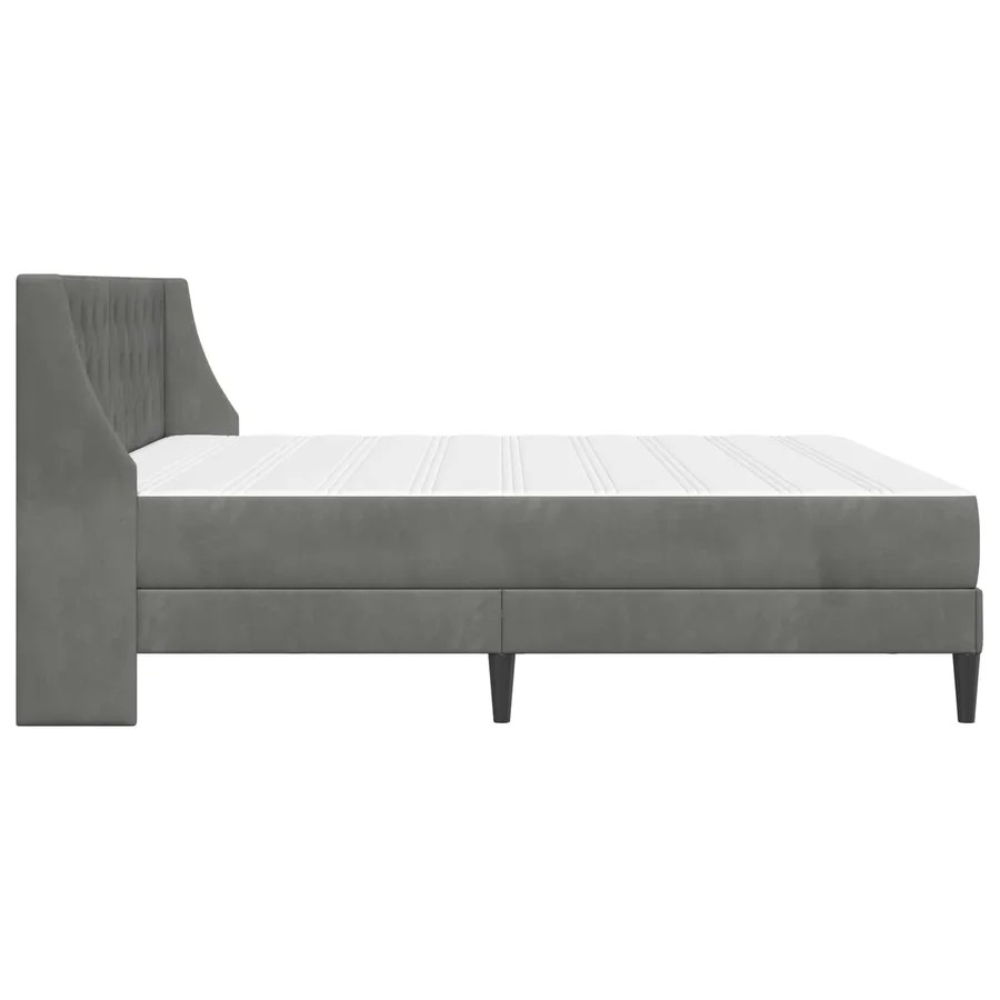Cadre de lit avec matelas Gris foncé 200 x 200 cm Velours - 7