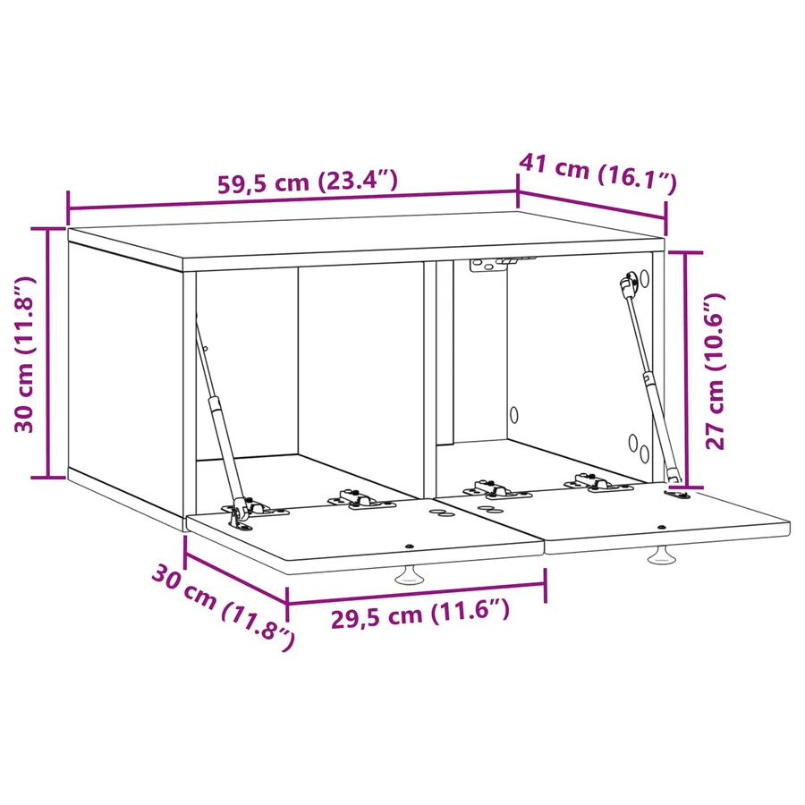 Meuble TV mural Blanc 59,5 x 41 x 30 cm Bois d'ingénierie - 8