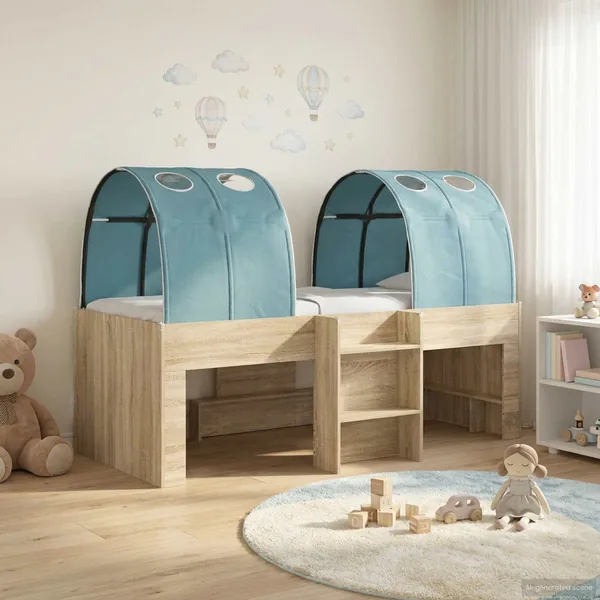 Lit Haut pour Enfants avec Tunnel 3 pc Bois d'ingénierie
