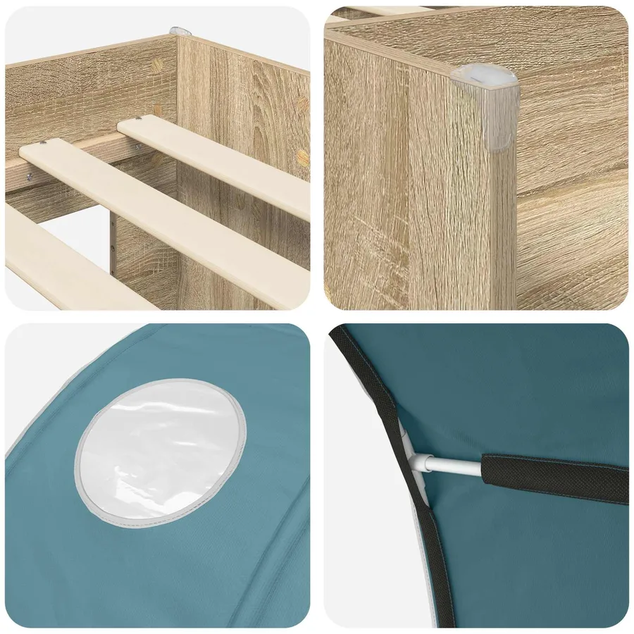 Lit Haut pour Enfants avec Tunnel 3 pc Bois d'ingénierie - 8