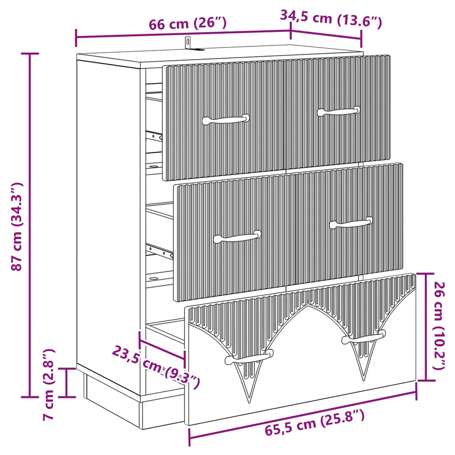 Armoire à tiroirs Sonoma gris 66 x 34,5 x 87 cm - 11