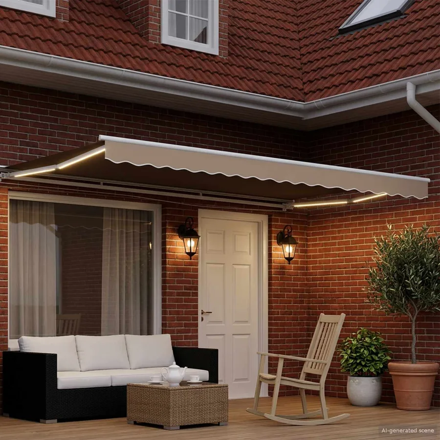 Auvent rétractable électrique Beige et blanc 4,5 × 3 m - 3