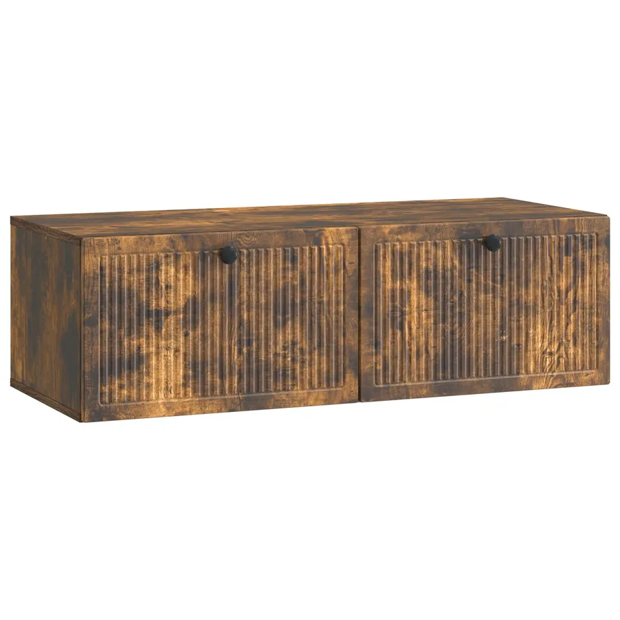 Meuble TV mural Chêne fumé 98 x 41 x 30 cm Bois d'ingénierie - 2