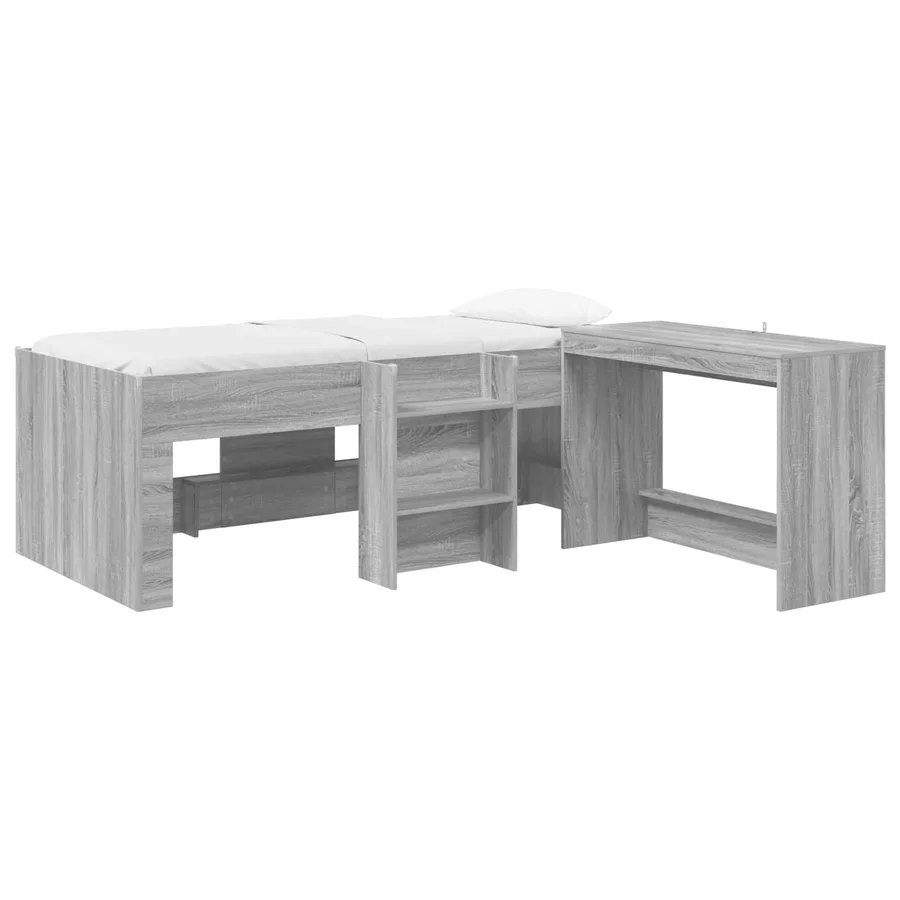 Cadre de Lit avec Bureau 2 pc Sonoma gris Bois d'ingénierie - 2