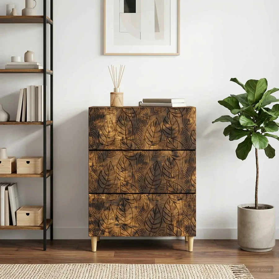 Armoire à tiroirs Chêne fumé 66 x 34,5 x 90 cm