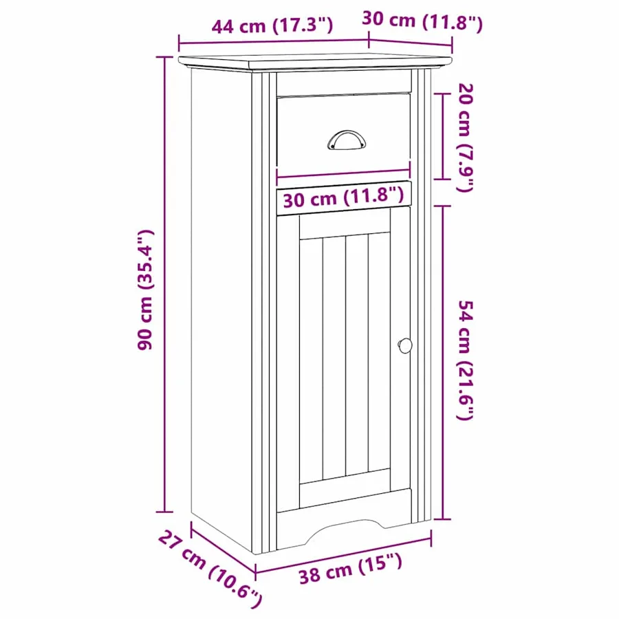 Cabinet de salle de bain BODO Marron miel 44 x 30 x 90 cm - 8