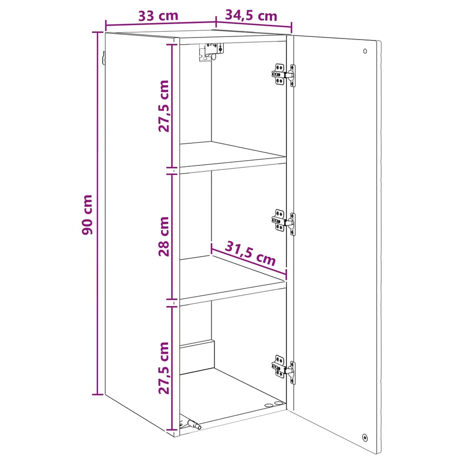 Armoire Murale 33 x 34,5 x 90 cm Bois d'ingénierie - 9