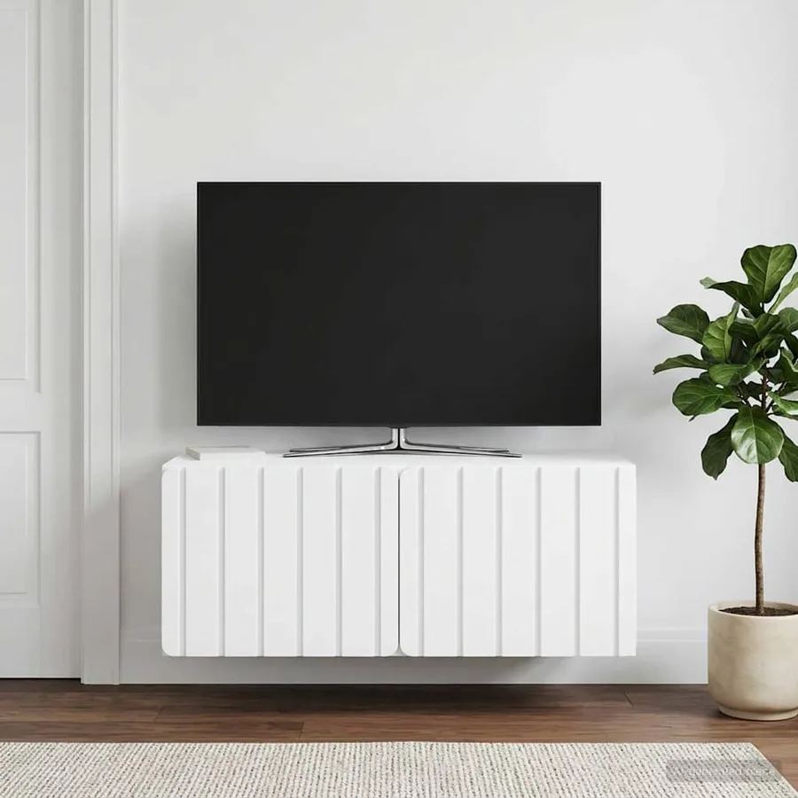 Meuble TV mural 78,5 x 41 x 30 cm Blanc Bois d'ingénierie - 4