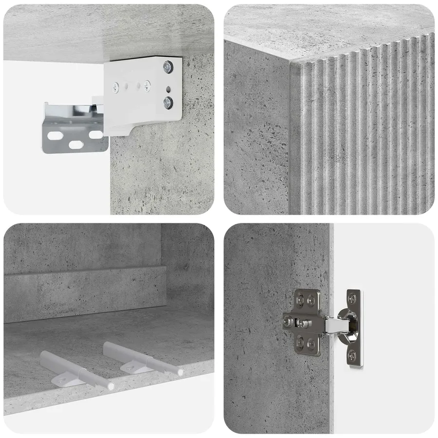 Armoire Murale Gris béton 66 x 34,5 x 90 cm Bois d'ingénierie - 7
