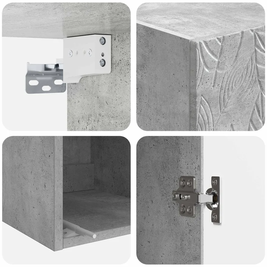 Armoire Murale Gris béton 33 x 34,5 x 90 cm Bois d'ingénierie - 7