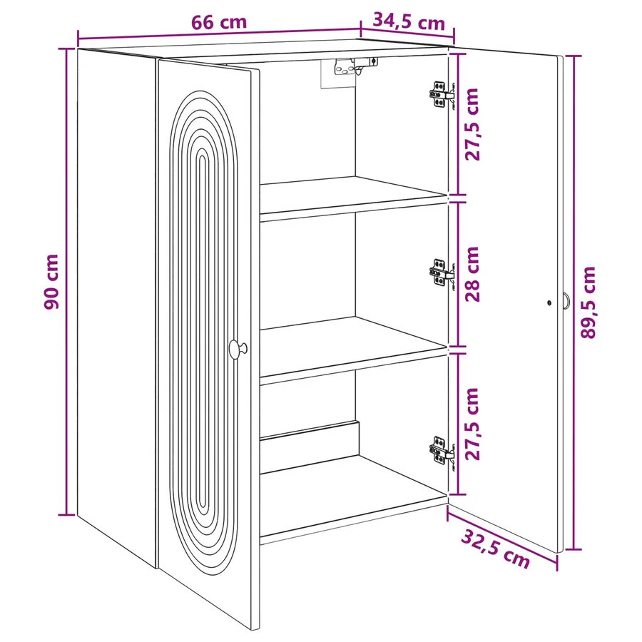 Armoire Murale Blanc 66 x 34,5 x 90 cm Bois d'ingénierie - 8