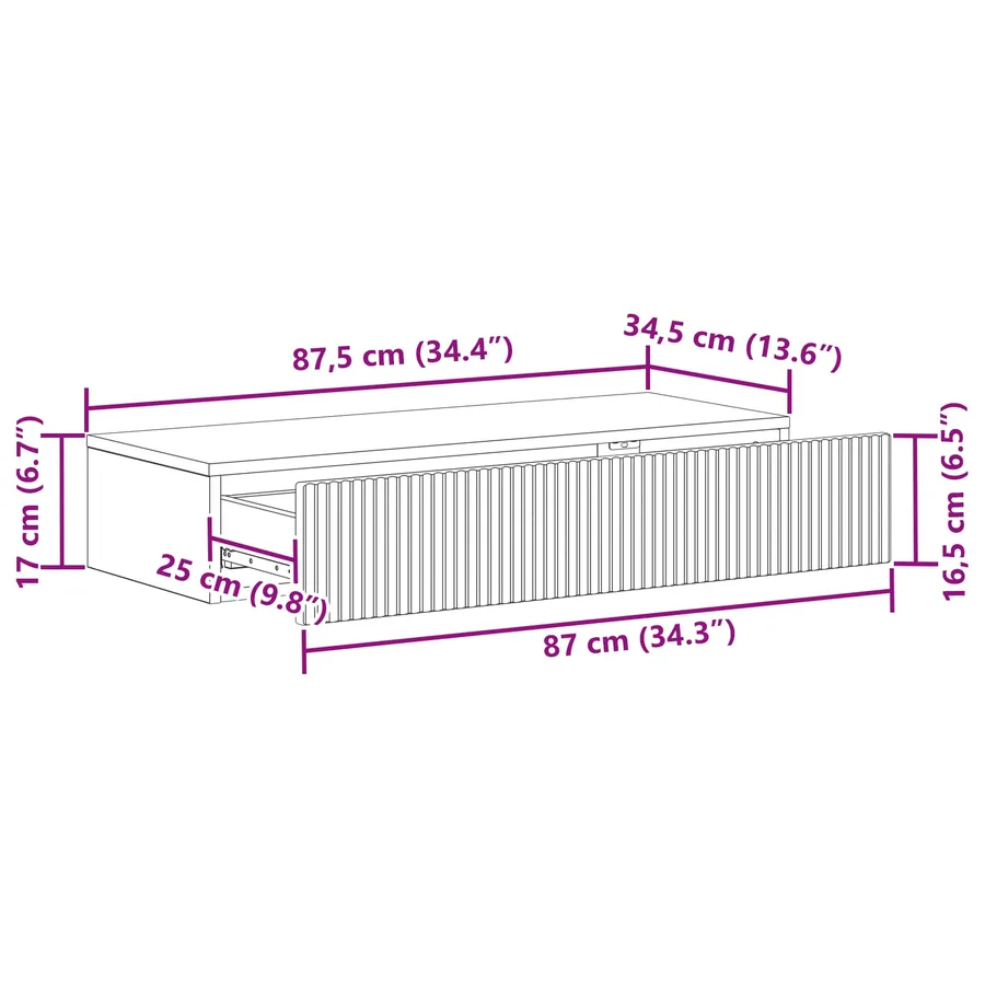 Table d'appoint murale Blanc 87,5 x 34,5 x 17 cm - 9