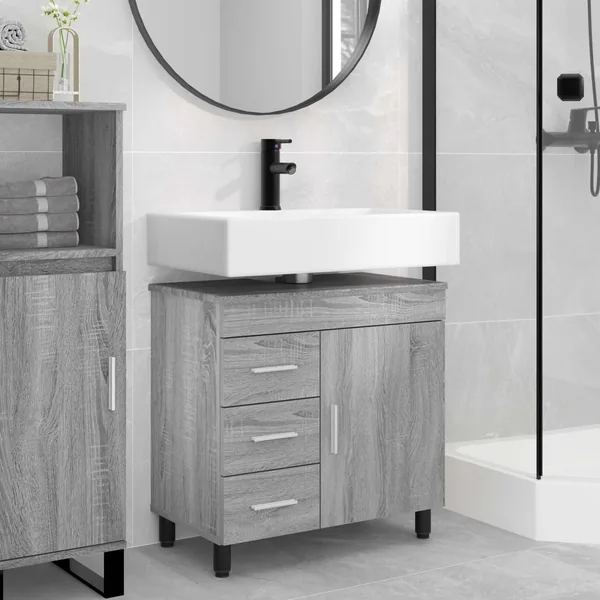 Unité de vanité de salle de bain Sonoma gris 60 x 35 x 60 cm