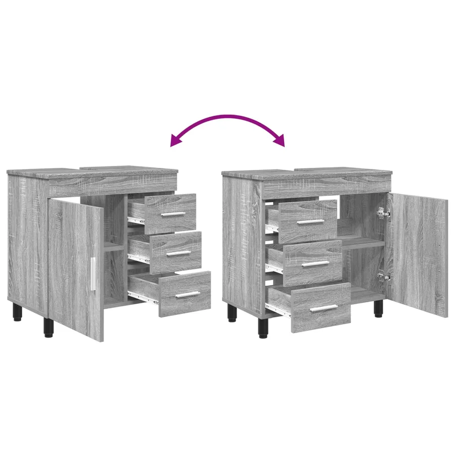 Unité de vanité de salle de bain Sonoma gris 60 x 35 x 60 cm - 11