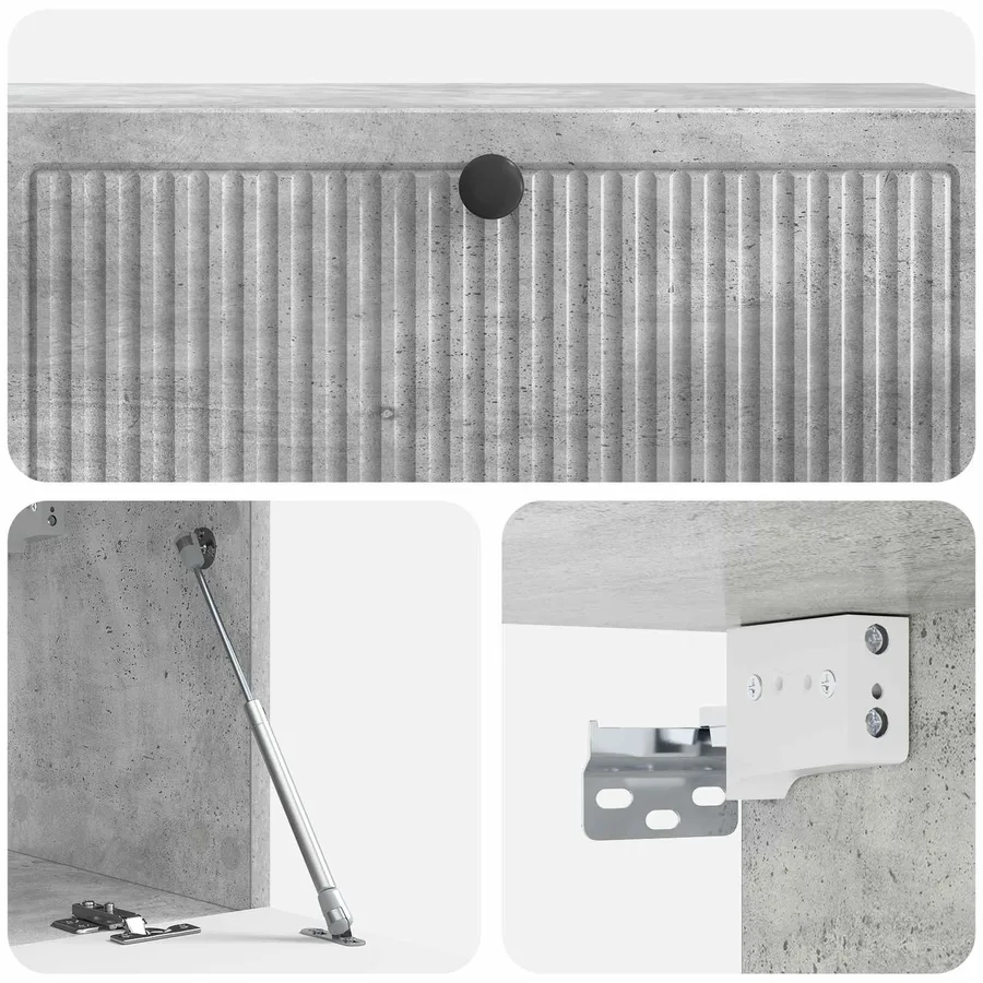 Meuble TV mural Gris béton 98 x 31 x 30 cm Bois d'ingénierie - 9