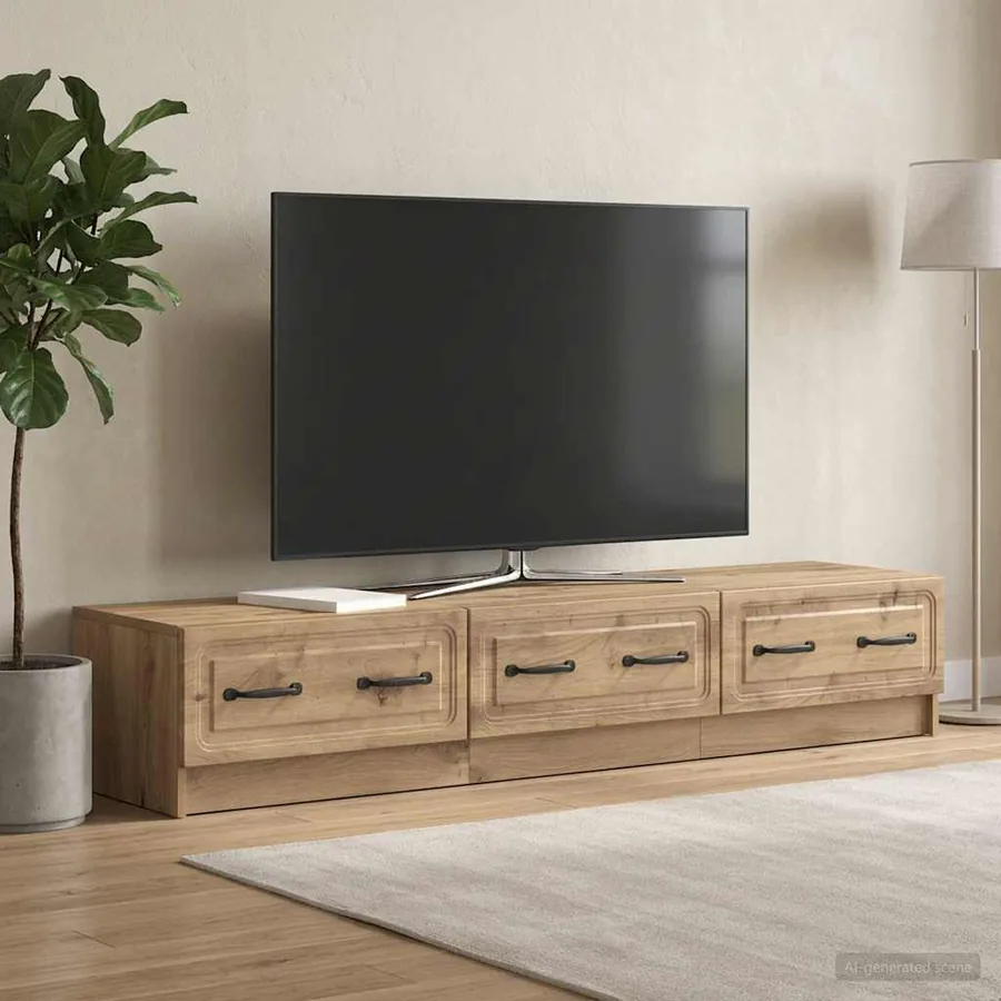 Meuble TV 147 x 34,5 x 27 cm Chêne artisanal Bois d'ingénierie