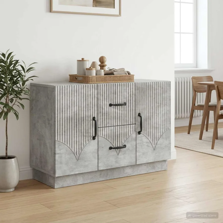 Buffet Gris béton 89 x 34,5 x 57 cm Bois d'ingénierie