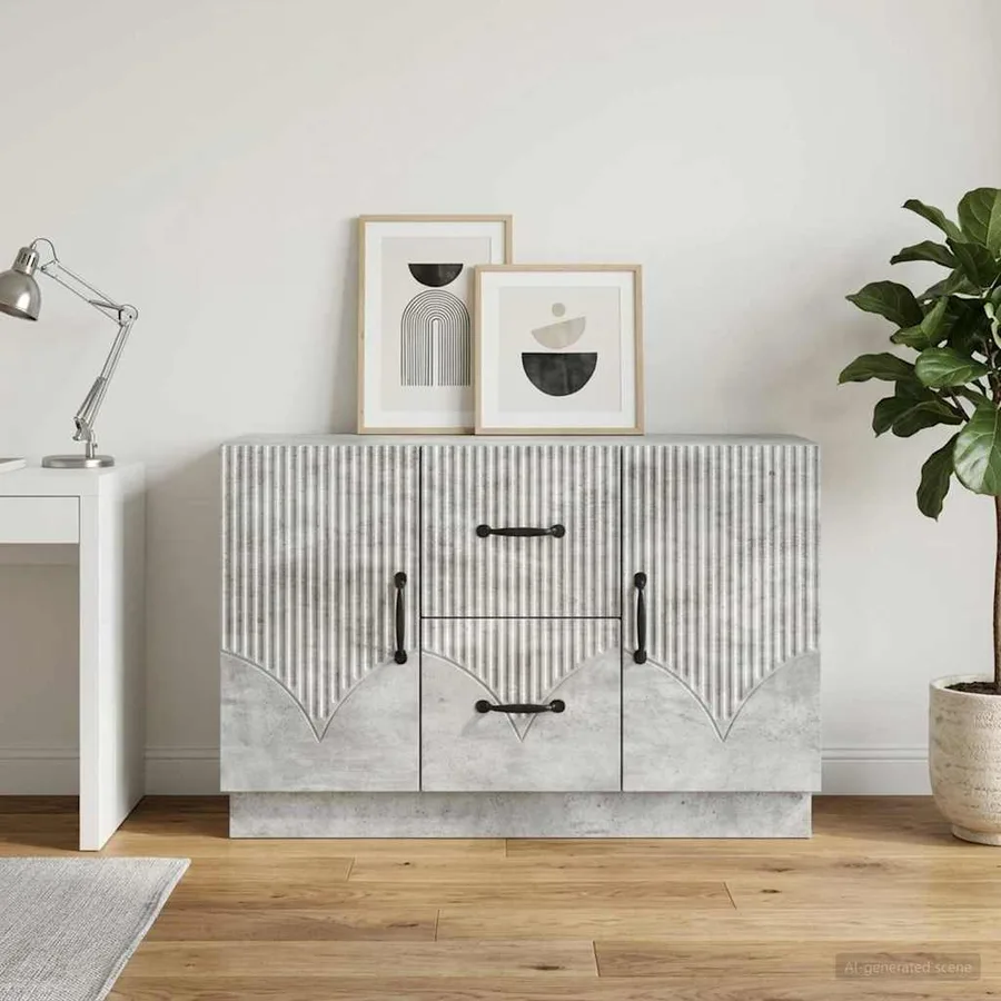 Buffet Gris béton 89 x 34,5 x 57 cm Bois d'ingénierie - 4